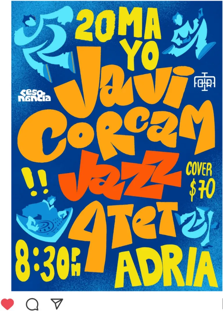 Cartel tipográfico de colores para un concierto de jazz